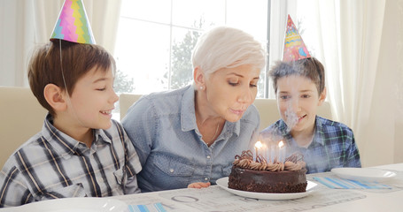 Mother and sons, birthday.