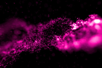abstract stream array colorful glitter sparkle pink and purple lines with particles on black...