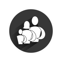 black circular frame with pictogram of family vector illustration