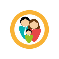color circular frame with family in half body faceless vector illustration