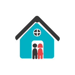 color pictogram with couple in house vector illustration