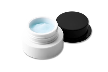 Blue color Cosmetic cream in container