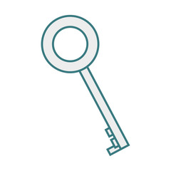 monochrome contour of rounded shape vintage key vector illustration