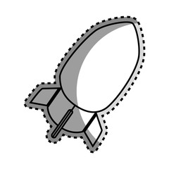 monochrome contour sticker with rocket icon vector illustration