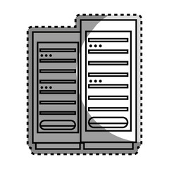monochrome contour sticker with tower server vector illustration