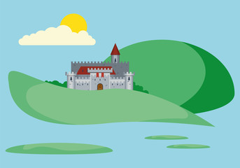 Naklejka premium Beautiful Landscape With Old Stronghold