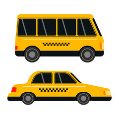 City road yellow taxi transport vector illustration.