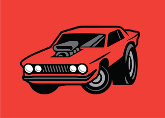 Muscle car cartoon with air scoop