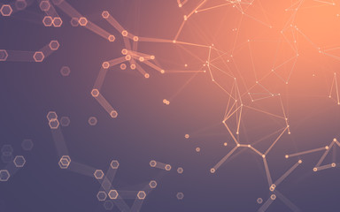 Abstract polygonal space low poly dark background, 3d rendering