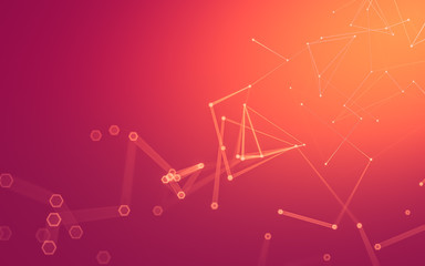 Abstract polygonal space low poly dark background, 3d rendering