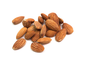Almonds isolated on white background.