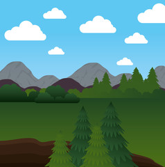 mountains landscape beautiful icon vector illustration design