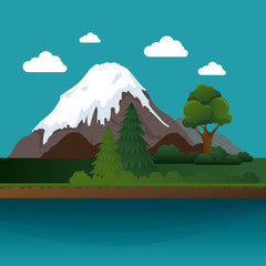 mountains landscape beautiful icon vector illustration design