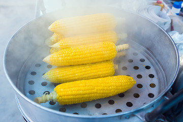 Cooking corn cobs in a street café © Windofchange64