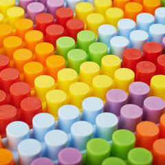 Surface covered with toy bricks