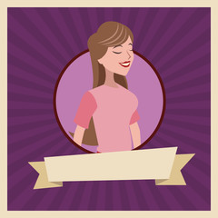 girl daughter style ribbon vector illustration eps 10