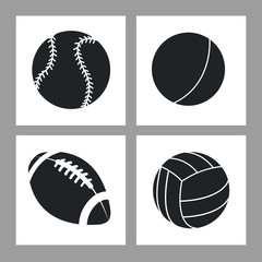 collection balls sport icons black and white vector illustration eps 10