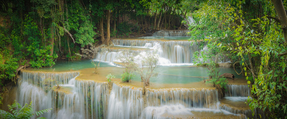 Waterfall in the forest at Huay Mae Kamin waterfall National Park, Thailand © akkalak