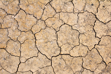Cracked dry brown soil background, global warming effect
