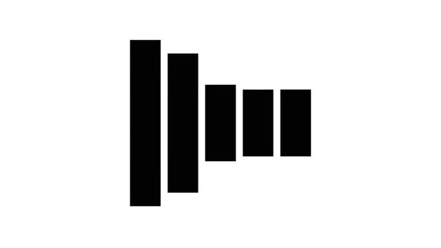 A loader - spinner animation: rectangles moving like a music equalizer. Use: fake mock video buffering / loading. White background.
