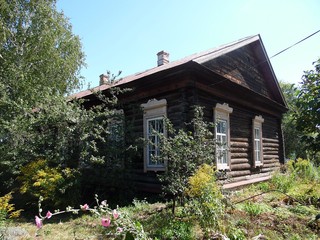 Fototapeta na wymiar Деревенский дом в живописном зелёном окружении