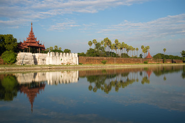 Fototapeta na wymiar Old Bastion and a defensive wall of the Old city. Mandalay, Myanmar