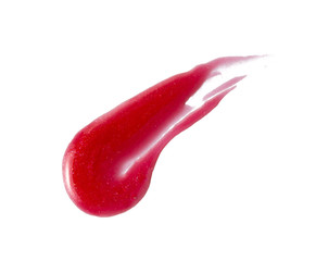 Red color lip gloss paint drop on background