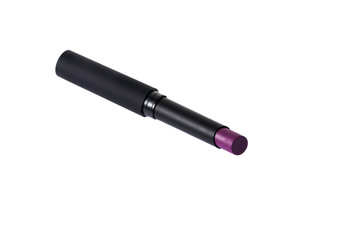 Purple color lipstick in container on background