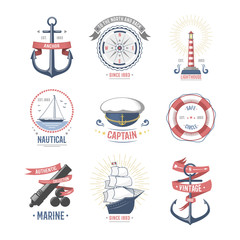 Fashion nautical and marine sailing themed label vector.