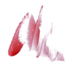 Red color lip gloss with glitter paint on background