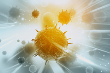 3d render of virus on abstract science background.