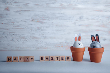 Cute creative eggs looks like bunny