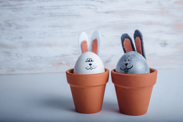Cute creative eggs looks like bunny