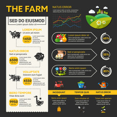 Organic farming vector infographic template and icons in flat design