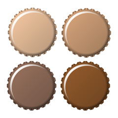 bottle caps in brown isolated on white background, vector illustration