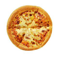 Pizza with cheese isolated is on white background