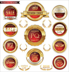 Golden badges and labels with laurel wreath collection 