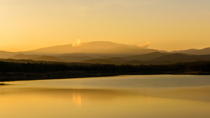 Beautiful reservoir in the evening