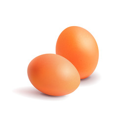 Realistic chickens of egg. Easter, chicken, orange, birth. 3D ve