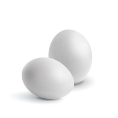 Realistic chickens of egg. Easter, chicken, white, birth. 3D vec