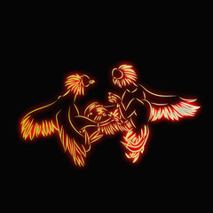 Fighting cock pattern black background - 138434146