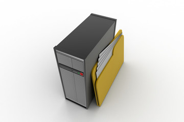 Computer server with file folder