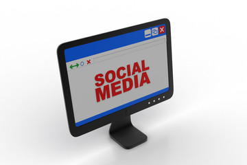 Computer monitor showing social media concept