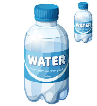 Cartoon plastic bottles with water. Drinks packages, PET containers fo By  Tartila