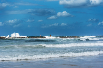 Windy day in Mediterranean sea at Tel Aviv, Israel.