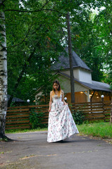 beautiful girl in a white dress