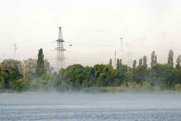 Foggy morning on the lake.