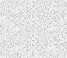 Fototapete Seamless arabic geometric  pattern, 3D white pattern, indian ornament,  vector. Endless texture can be used for wallpaper, pattern fills, web page  background,  surface textures. © afefelov68