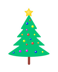 Christmas Tree with Bright Balls and Yellow Star