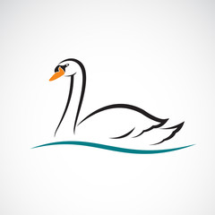 Fototapeta premium Vector of swan on white background. Wild Animals.